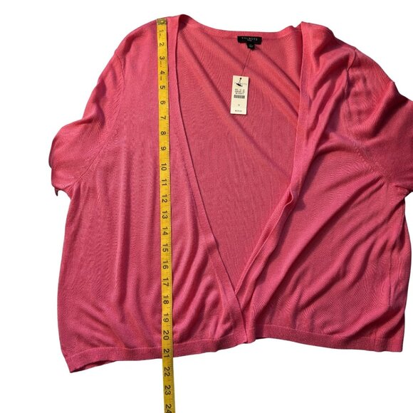 Talbots Pink Open Front Cardigan 3/4 Sleeve Lightweight Size 1X Rayon Blend - Picture 4 of 7